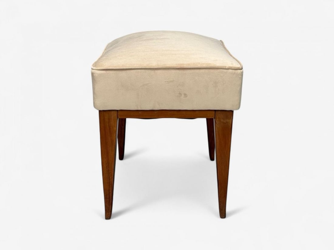 Guglielmo Pecorini, Stained Wood, Beige Velvet, Ottoman, Italy, 1950s - 7