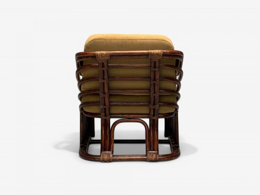 Brown Jordan, Mid-Century Modern, Bamboo, Camel Fabric, Lounge Chairs, 1960s - 11