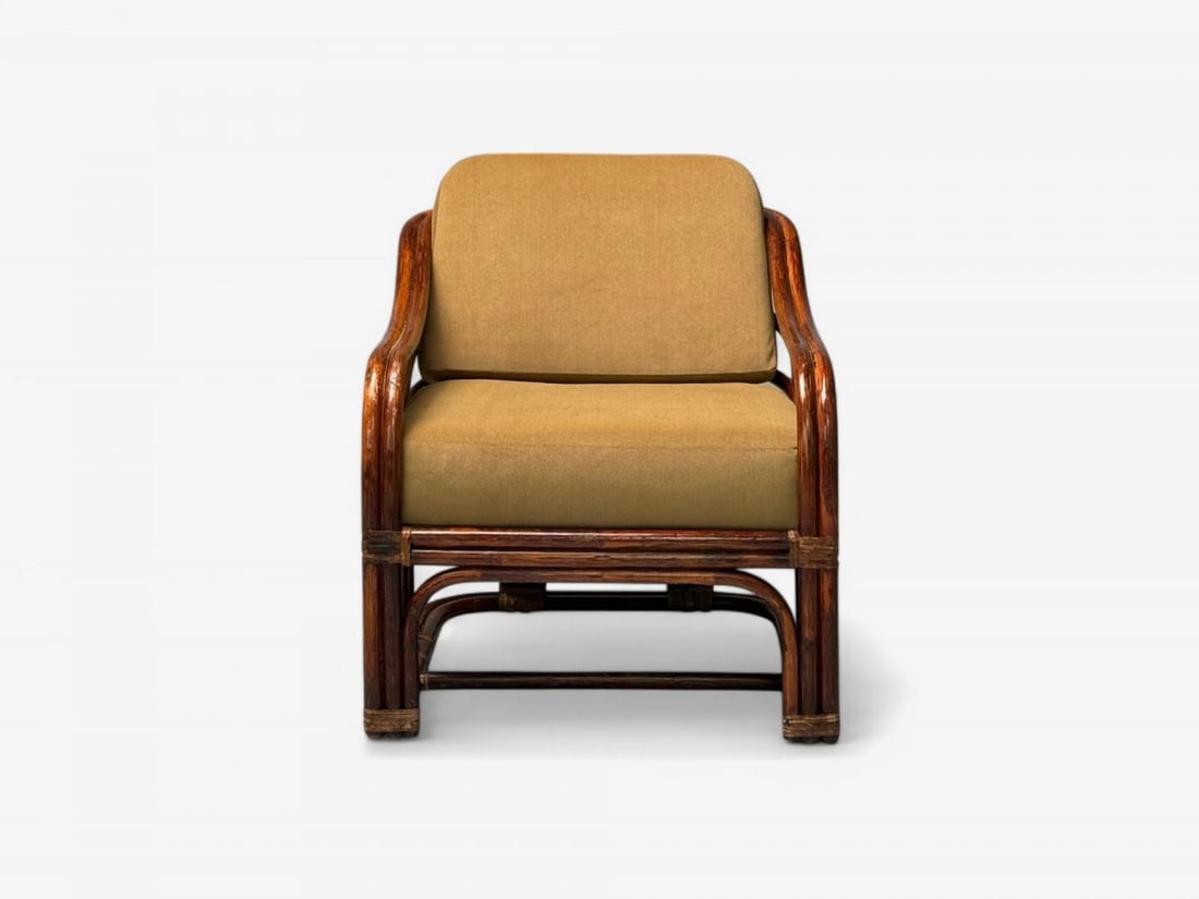Brown Jordan, Mid-Century Modern, Bamboo, Camel Fabric, Lounge Chairs, 1960s - 8