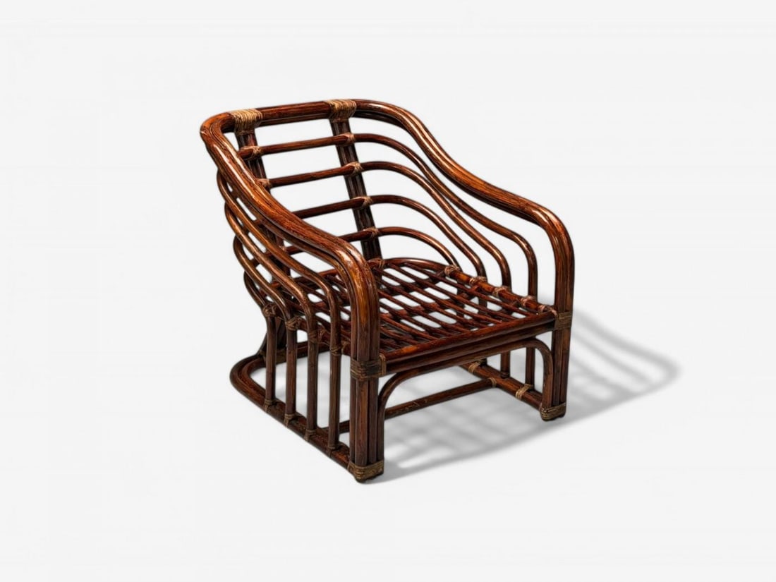 Brown Jordan, Mid-Century Modern, Bamboo, Camel Fabric, Lounge Chairs, 1960s - 9