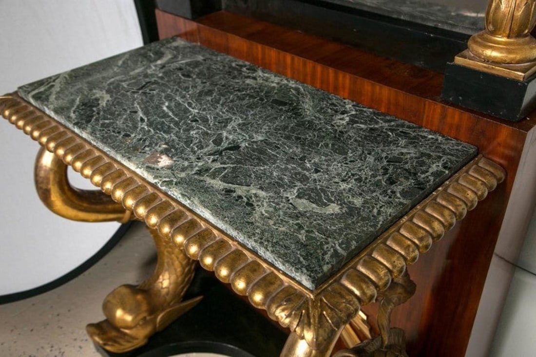 Carved Mahogany and Giltwood Neoclassical Console with Mirror by P.G Bylanders - 10