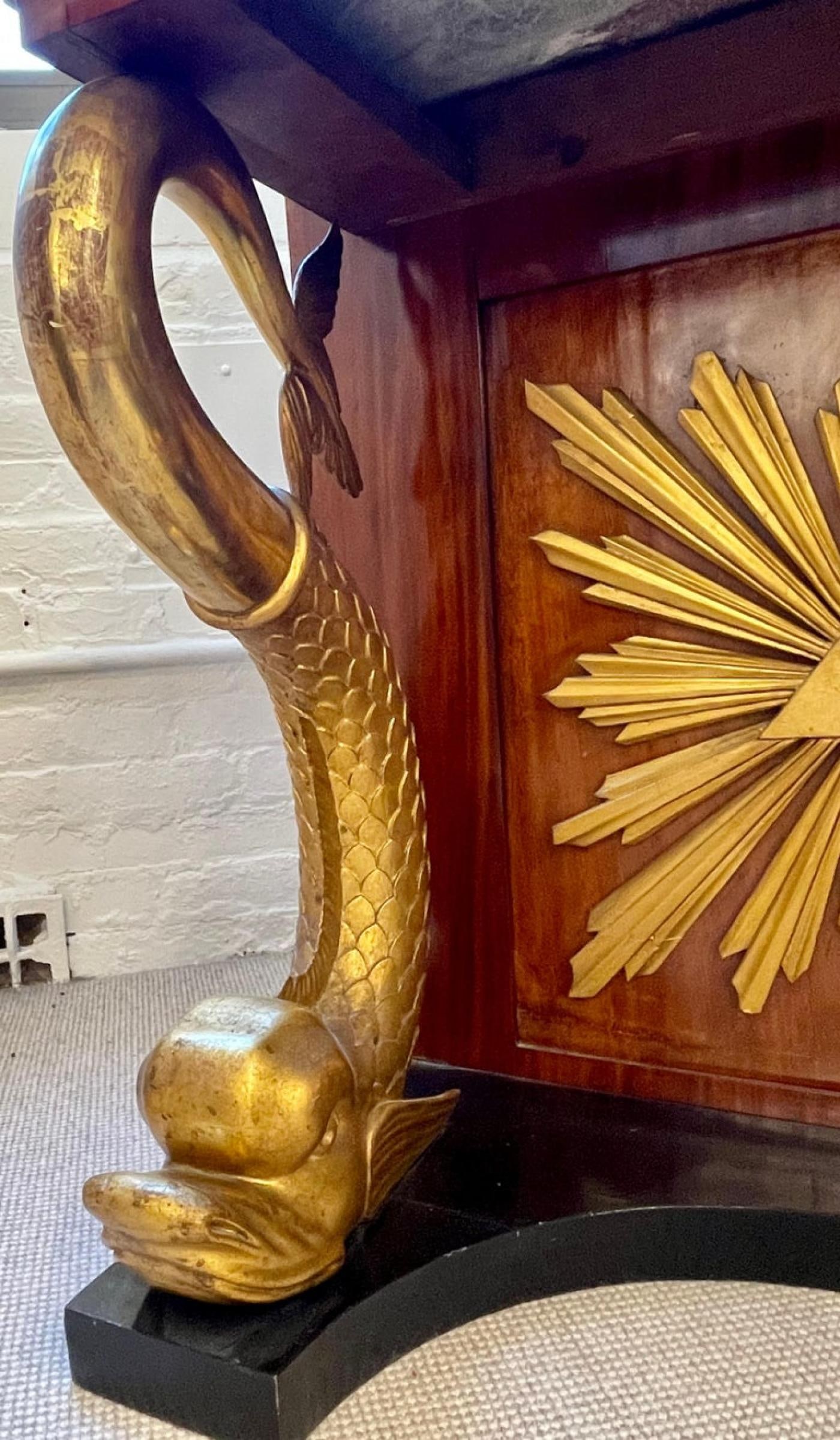 Carved Mahogany and Giltwood Neoclassical Console with Mirror by P.G Bylanders - 6