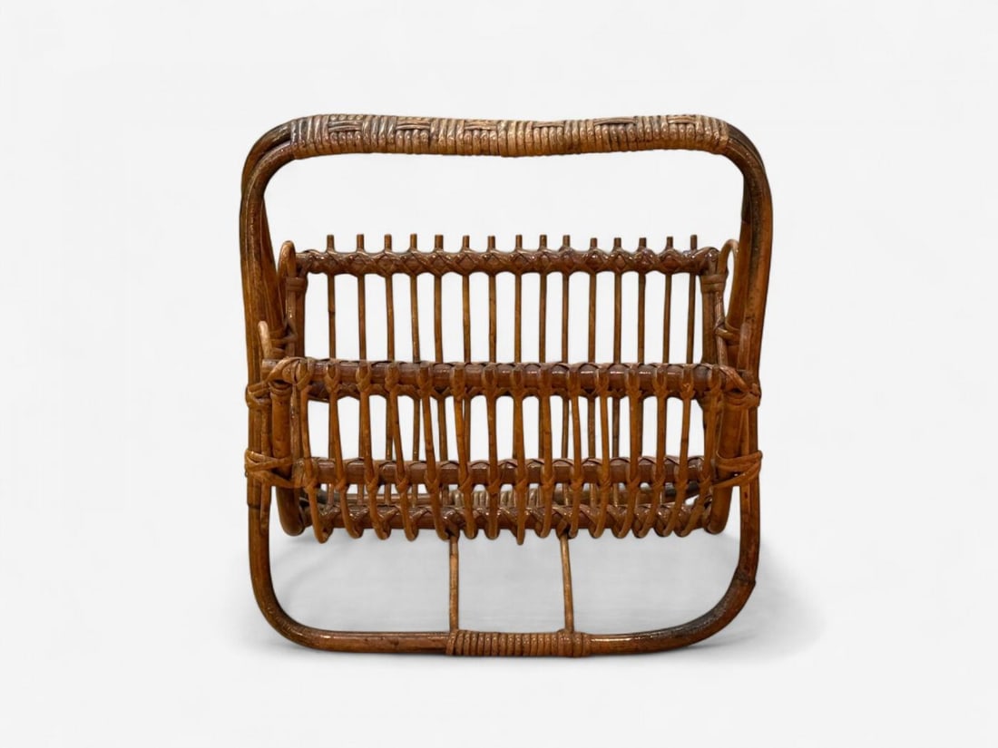 Italian Modern, Rattan, Bamboo, Cane, Magazine Rack, Italy, 1960s - 3