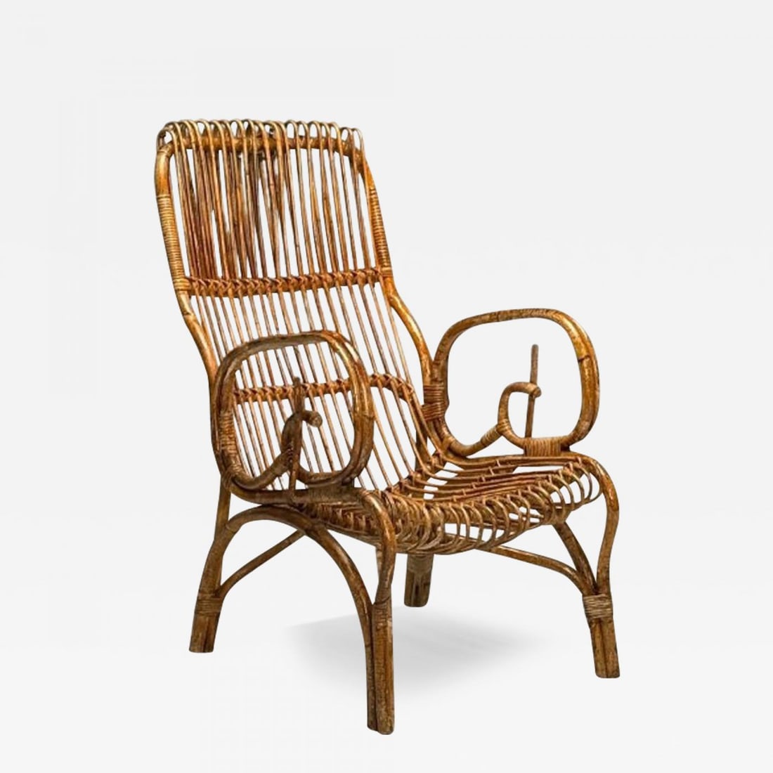 Italian Mid-Century Modern, Armchair, Rattan, Cane, Bamboo, Italy, 1960s - 2