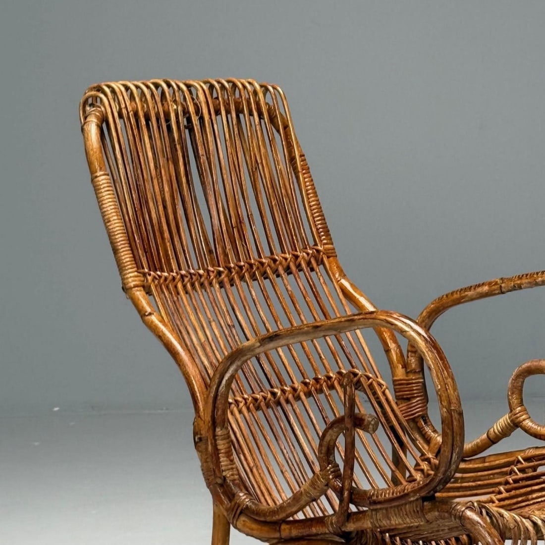Italian Mid-Century Modern, Armchair, Rattan, Cane, Bamboo, Italy, 1960s - 6