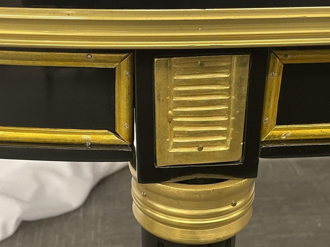 Dining Table, Louis XVI Maison Jansen Style, Black Lacquer, 15 Feet, Refinished - 8