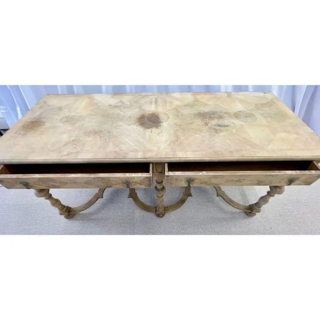 18/19 Century Gustavian Writing Table, Desk or Center Table, Bleached, Inlaid - 3
