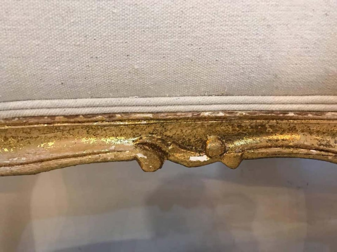 Pair of Antique Louis XV Style Armchairs in Painted Distressed Frames - 13