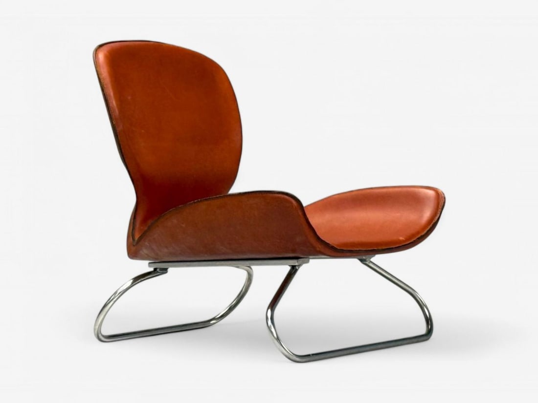 KOI, Modern, Cognac Leather, Nickel, K-3 Low Lounge Chairs, England, 2000s - 9