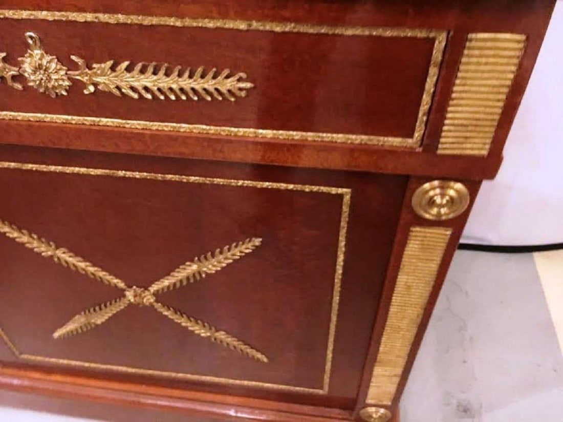 Pair Of Maison Jansen Russian Neoclassical Style Cabinets or Commodes Marble Top - 4