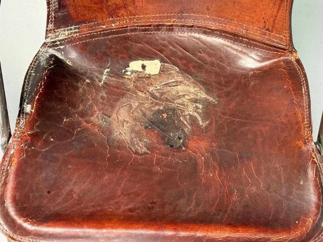 Willy Rizzo attr, Chromed Steel, Leather, Tubular Dining Chairs, Italy, 1970s - 12