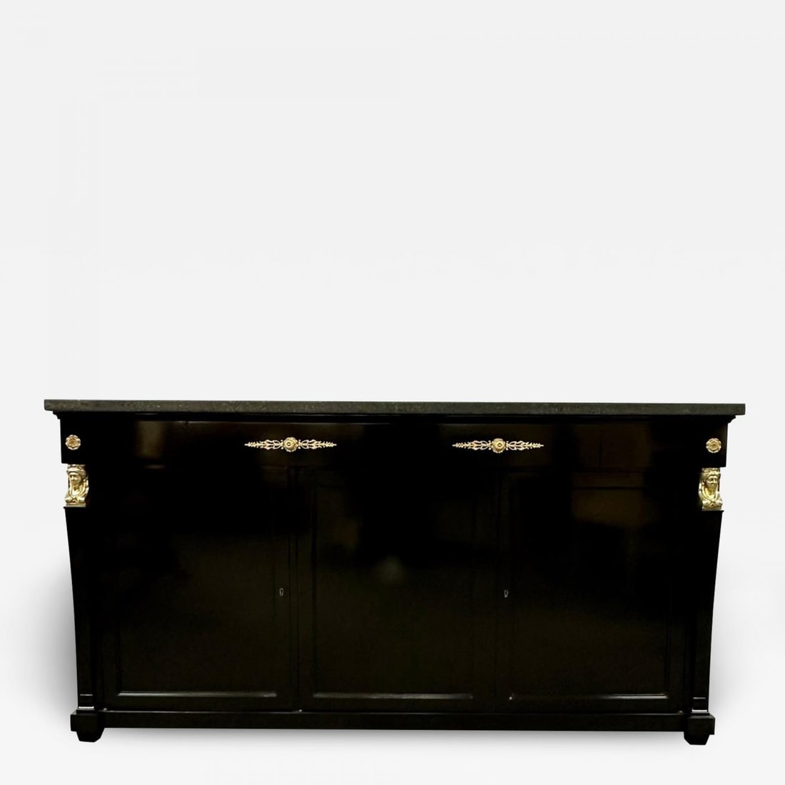 Hollywood Regency Sideboard / Credenza / Cabinet, Bronze Mounted, Empire Style - 2