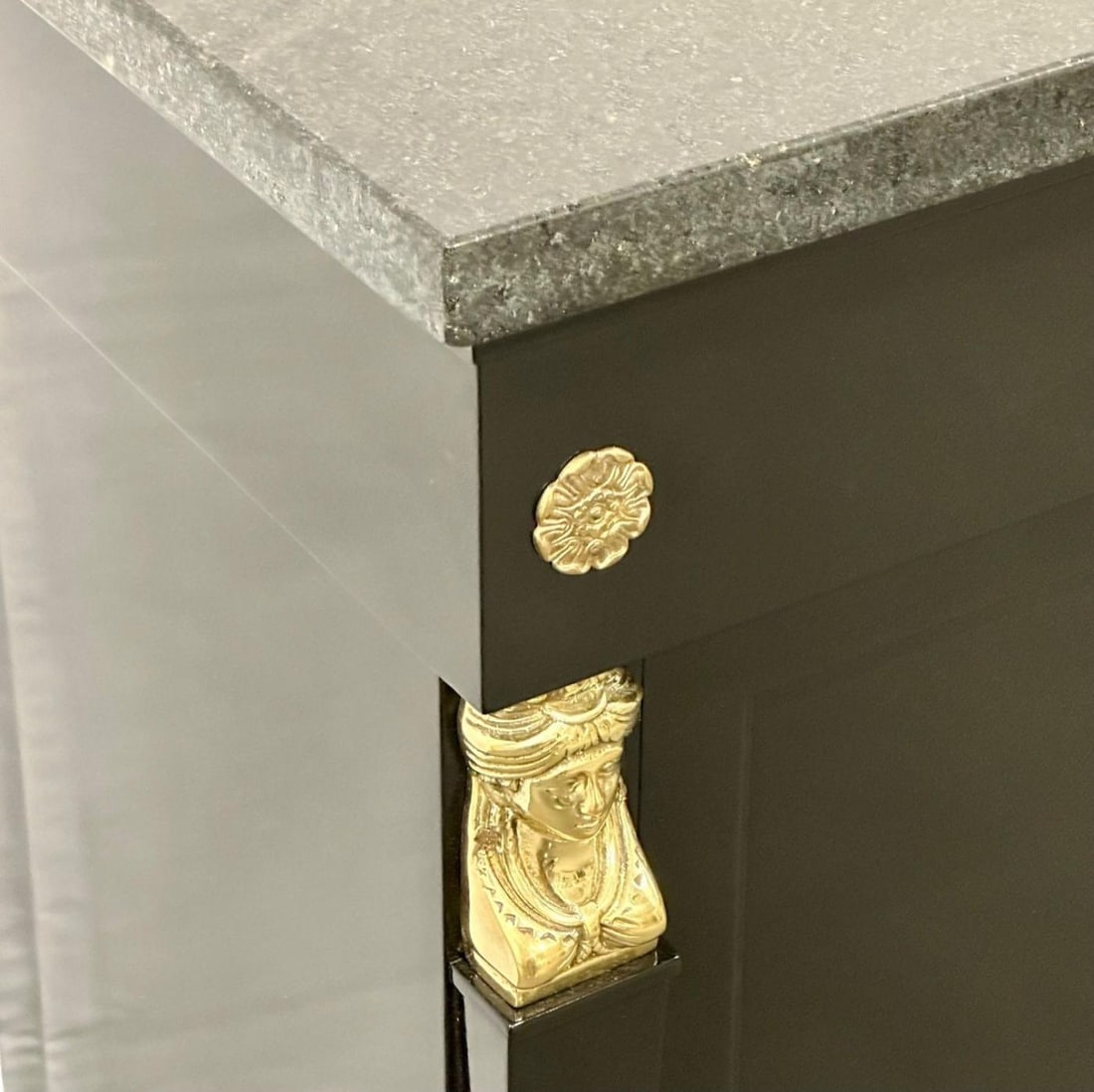 Hollywood Regency Sideboard / Credenza / Cabinet, Bronze Mounted, Empire Style - 4