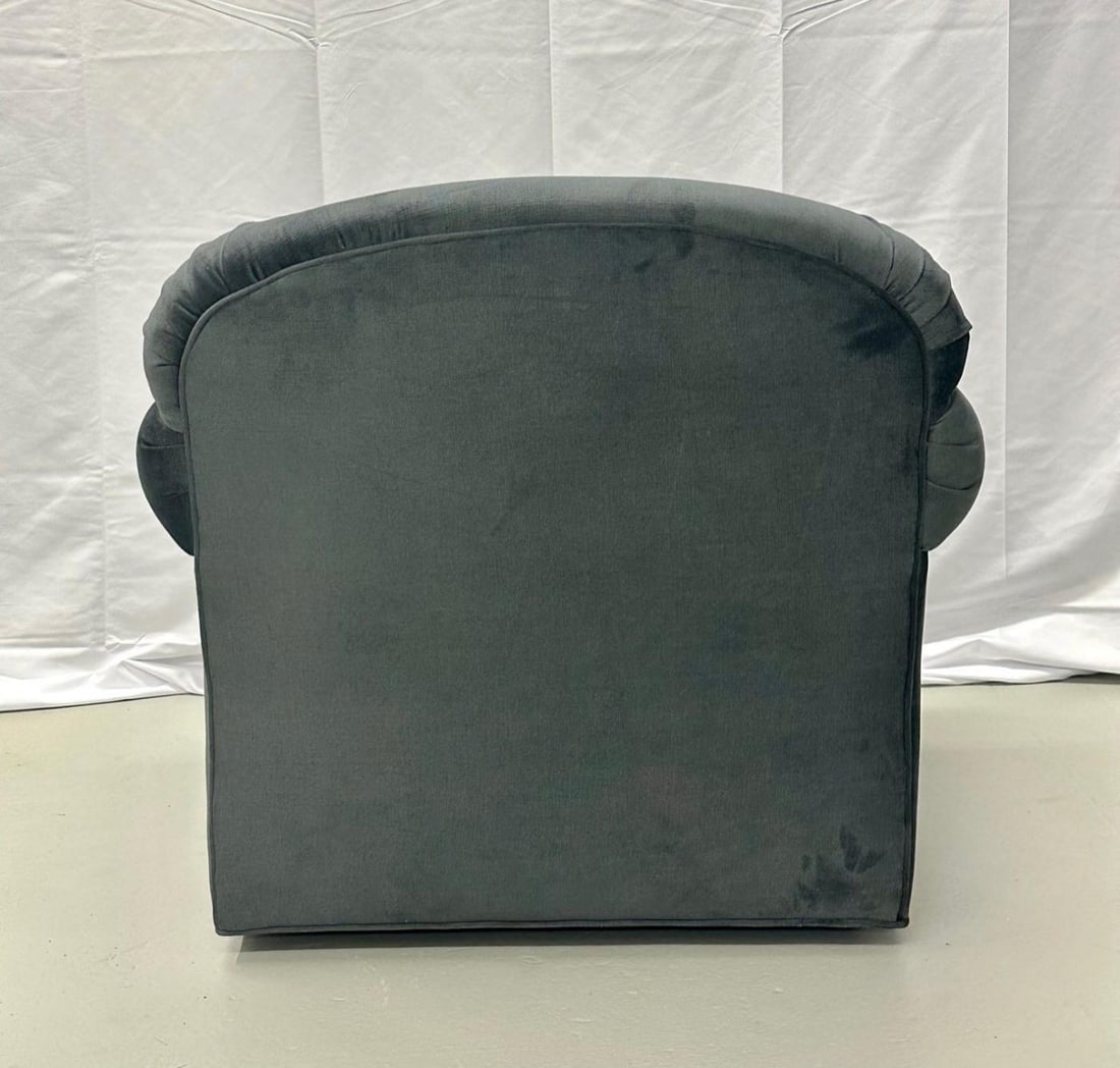 Pair of American Mid-Century Modern Grey Swivel / Lounge Chairs, Scroll Arm - 13