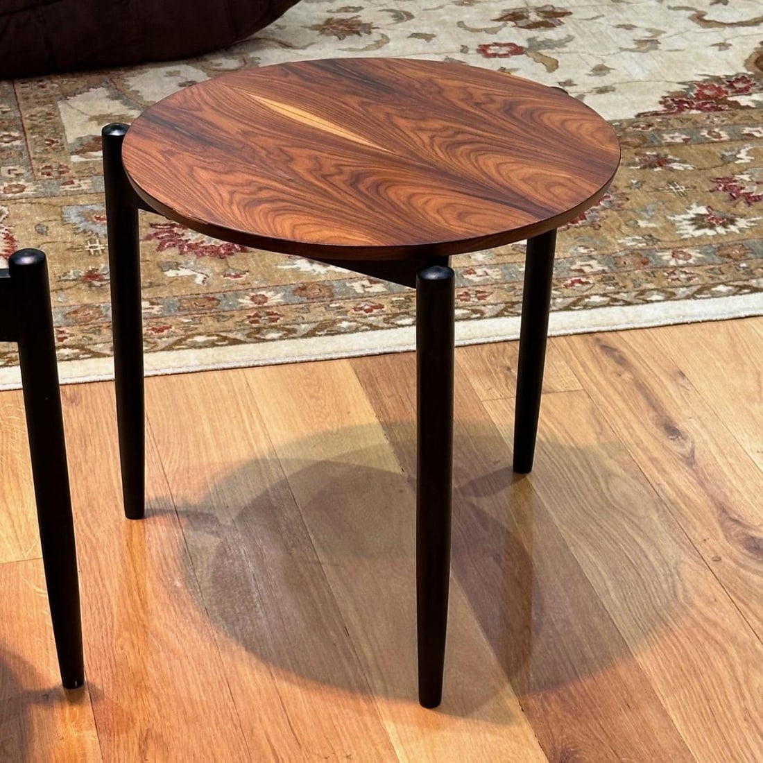 American Mid-Century Modern, Tripod Side Tables, Rosewood Veneer, Painted Wood - 3
