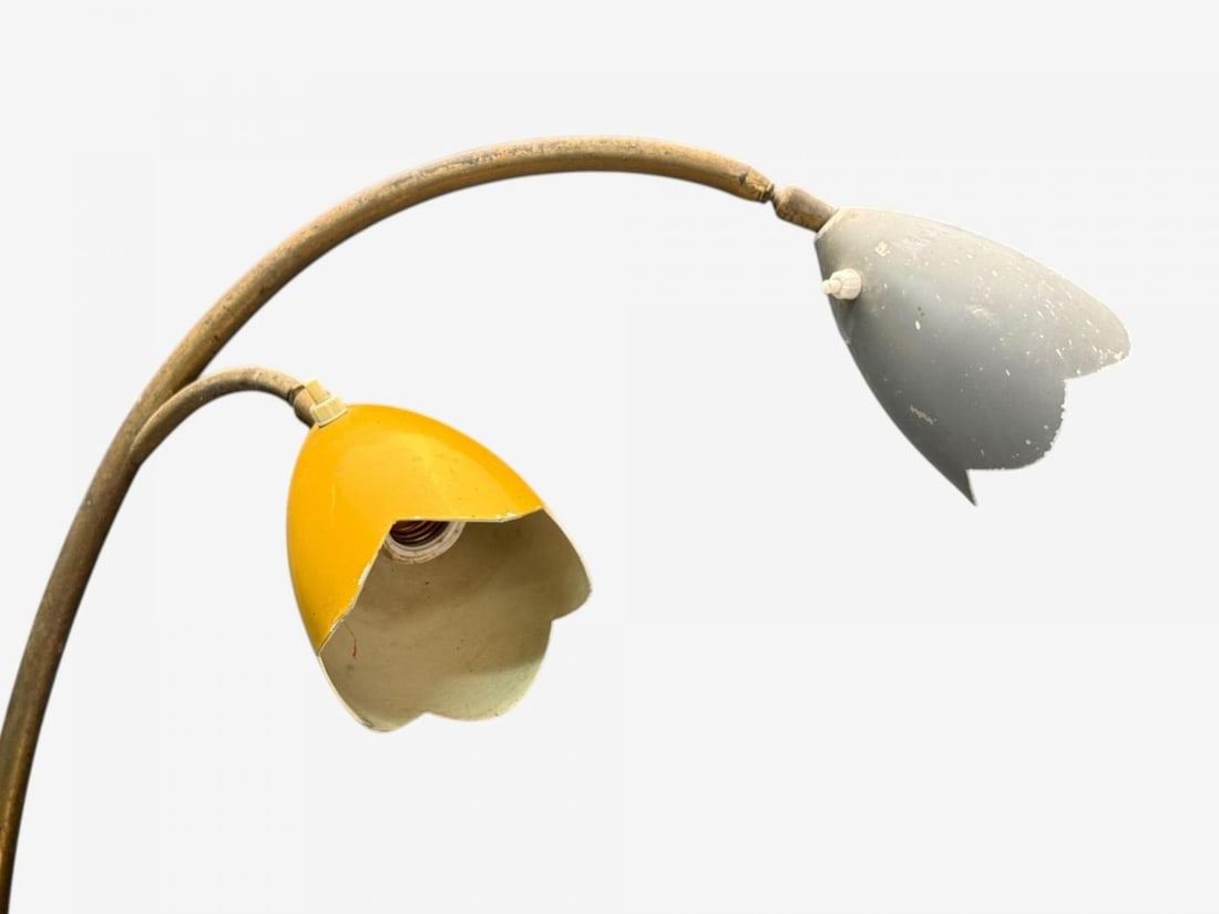 Italian Modern, Painted Enamel, Brass, Marble, Floor Lamp, Italy, 1940s - 7