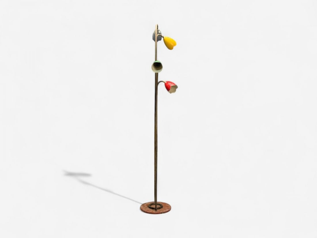 Italian Modern, Painted Enamel, Brass, Marble, Floor Lamp, Italy, 1940s - 8