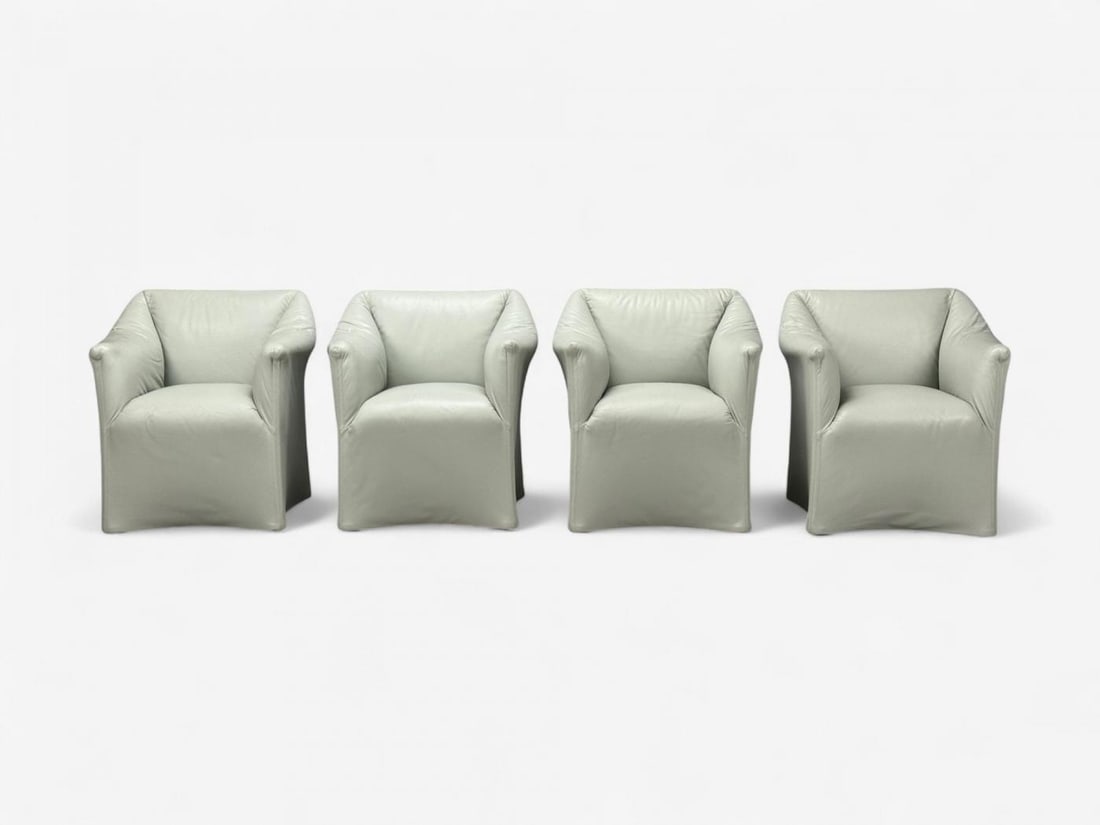 Mario Bellini, Italian Modern, Leather, Four Model 684 Armchairs, Italy, 1980s - 3