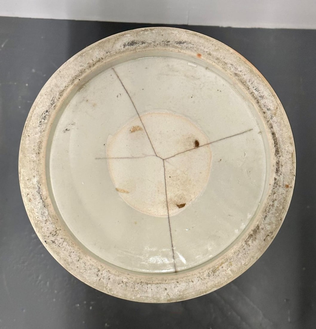 Oriental Porcelain Flow Blue White Umbrella Stand, Large Vase, Floral Decorated - 13