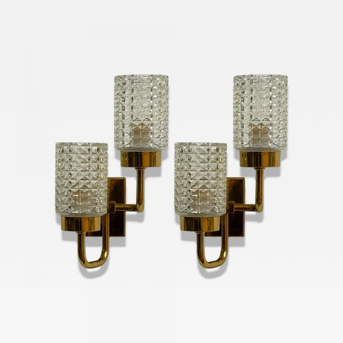 Malmö Metallvarufabrik, Glass, Patinated Brass, Wall Sconces, Sweden, 1960s - 2