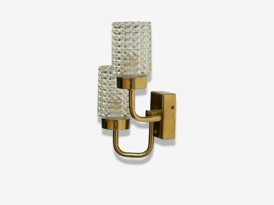Malmö Metallvarufabrik, Glass, Patinated Brass, Wall Sconces, Sweden, 1960s - 3