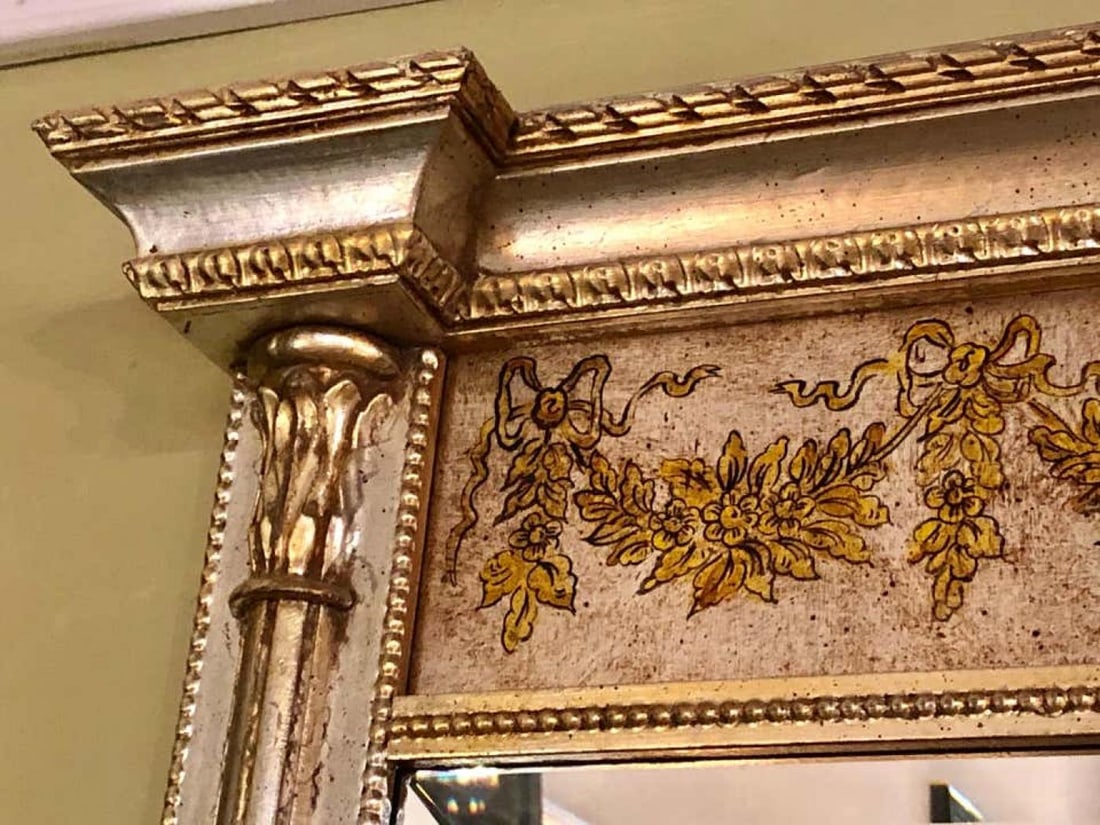 Italian Console Mirror Having Silver Leaf Eglomise Design by LaBarge - 4