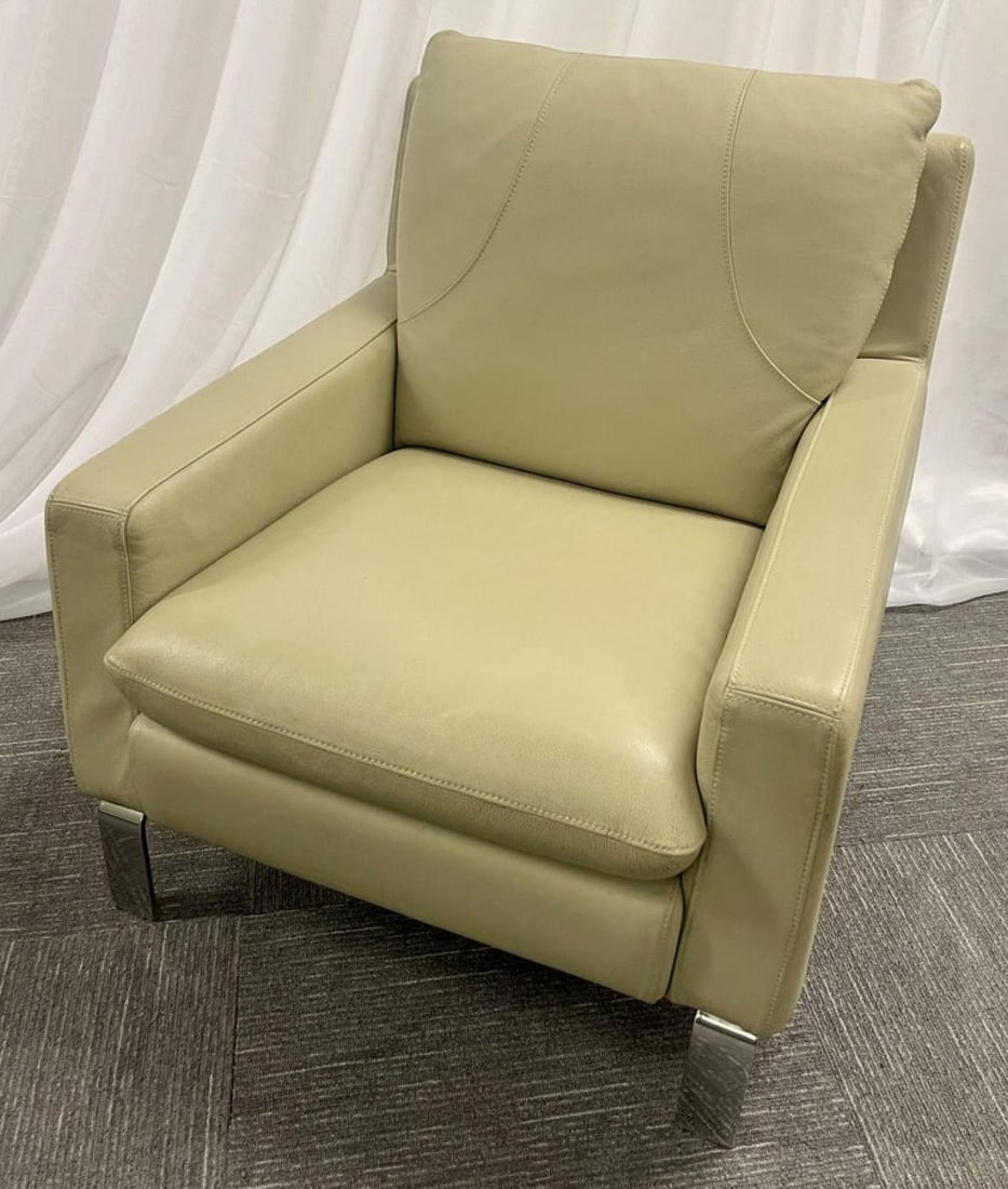 Mid-Century Modern Italian Leather Sofa and Chair by Nicoletti, Italy, 1970s - 4