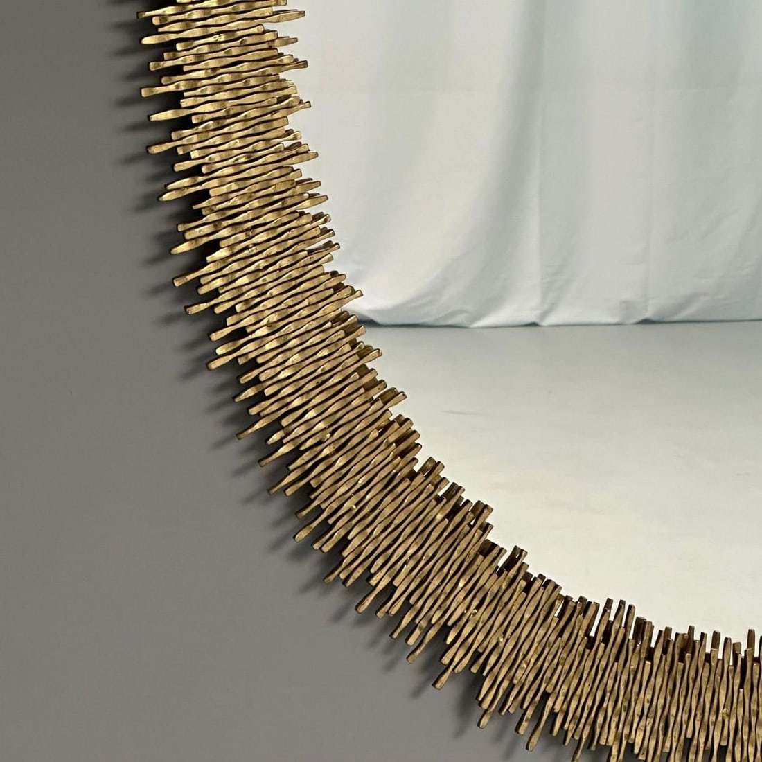 Hollywood Regency Style, Brutalist Modern, Round Wall Mirrors, Brass Star Motif - 7