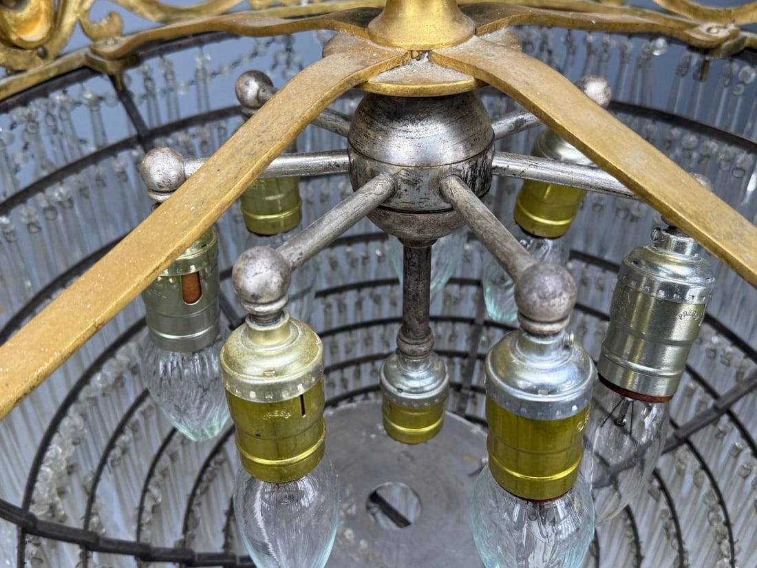 Empire, Impressive Pendant Light, Dore Bronze, Crystal, France, 19th c. - 13