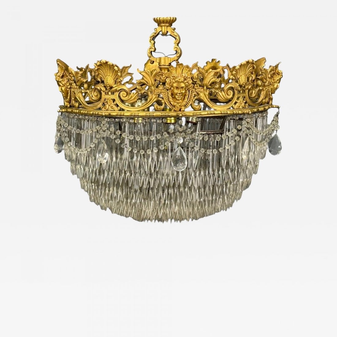 Empire, Impressive Pendant Light, Dore Bronze, Crystal, France, 19th c. - 2
