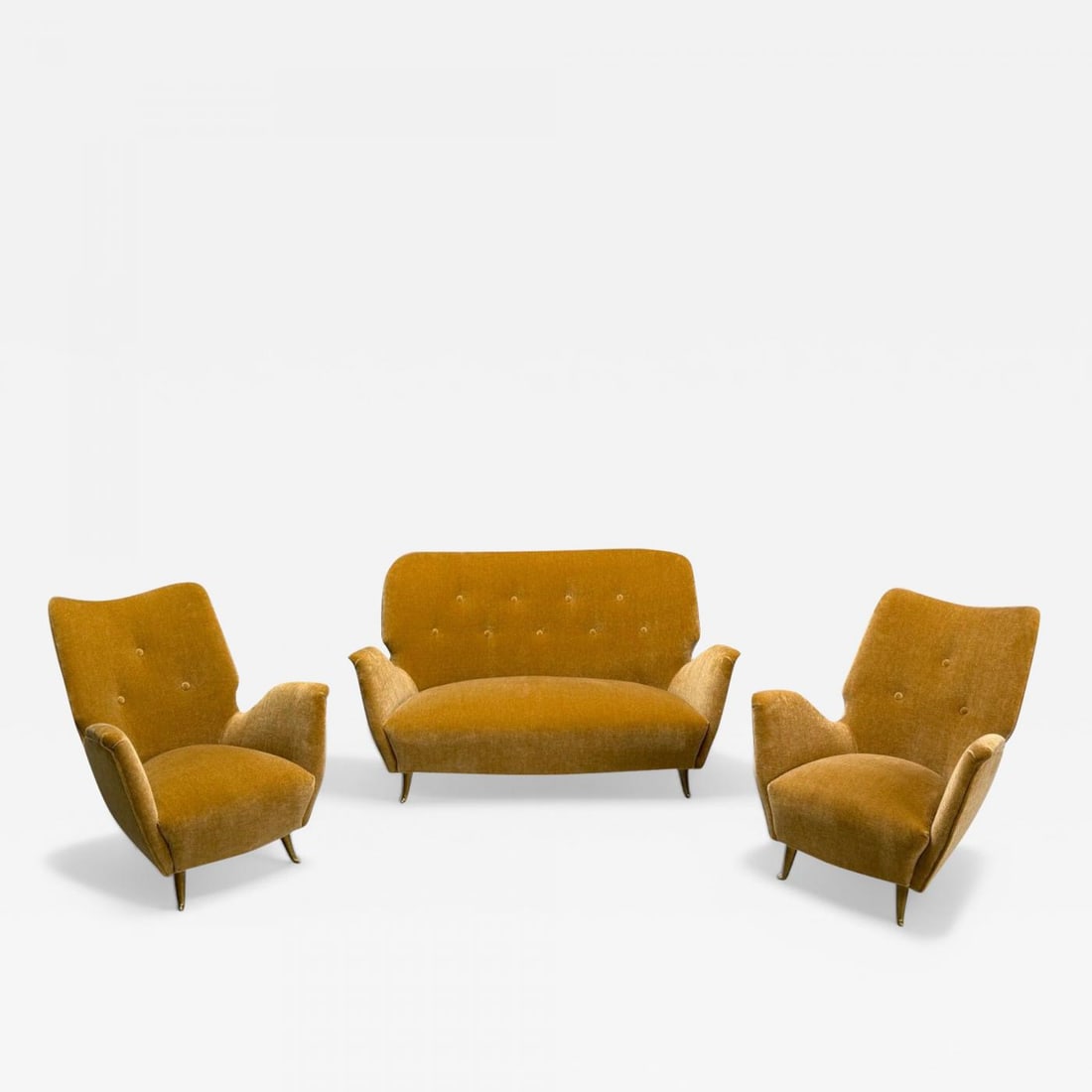 ISA Bergamo, Italian Mid-Century Modern, Bronze, Camel Mohair, Sofa Set, 1950s (1 of 11)