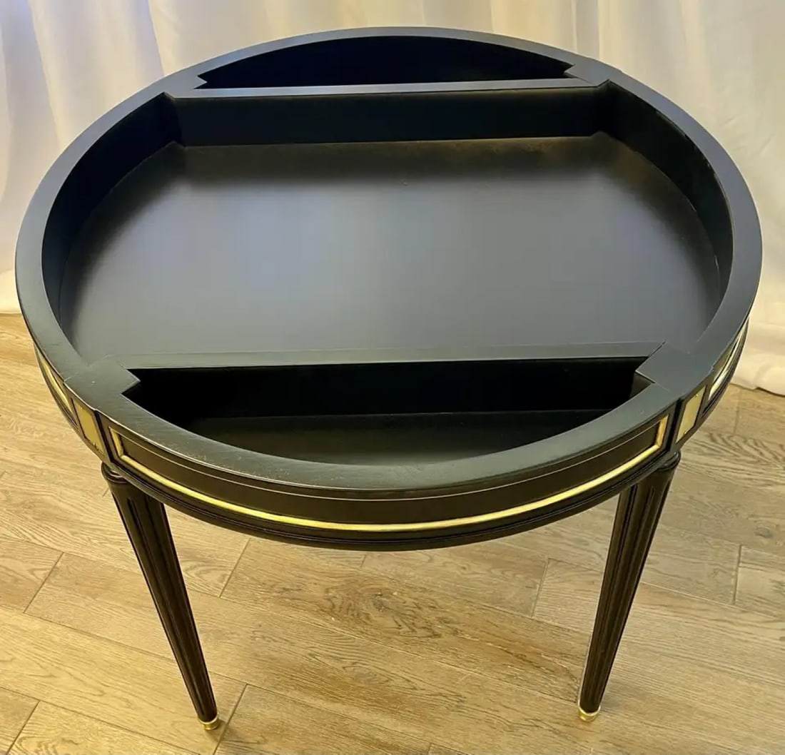 Hollywood Regency Ebony Game, Card Table, Louis XVI Style, Bronze Mounted - 13