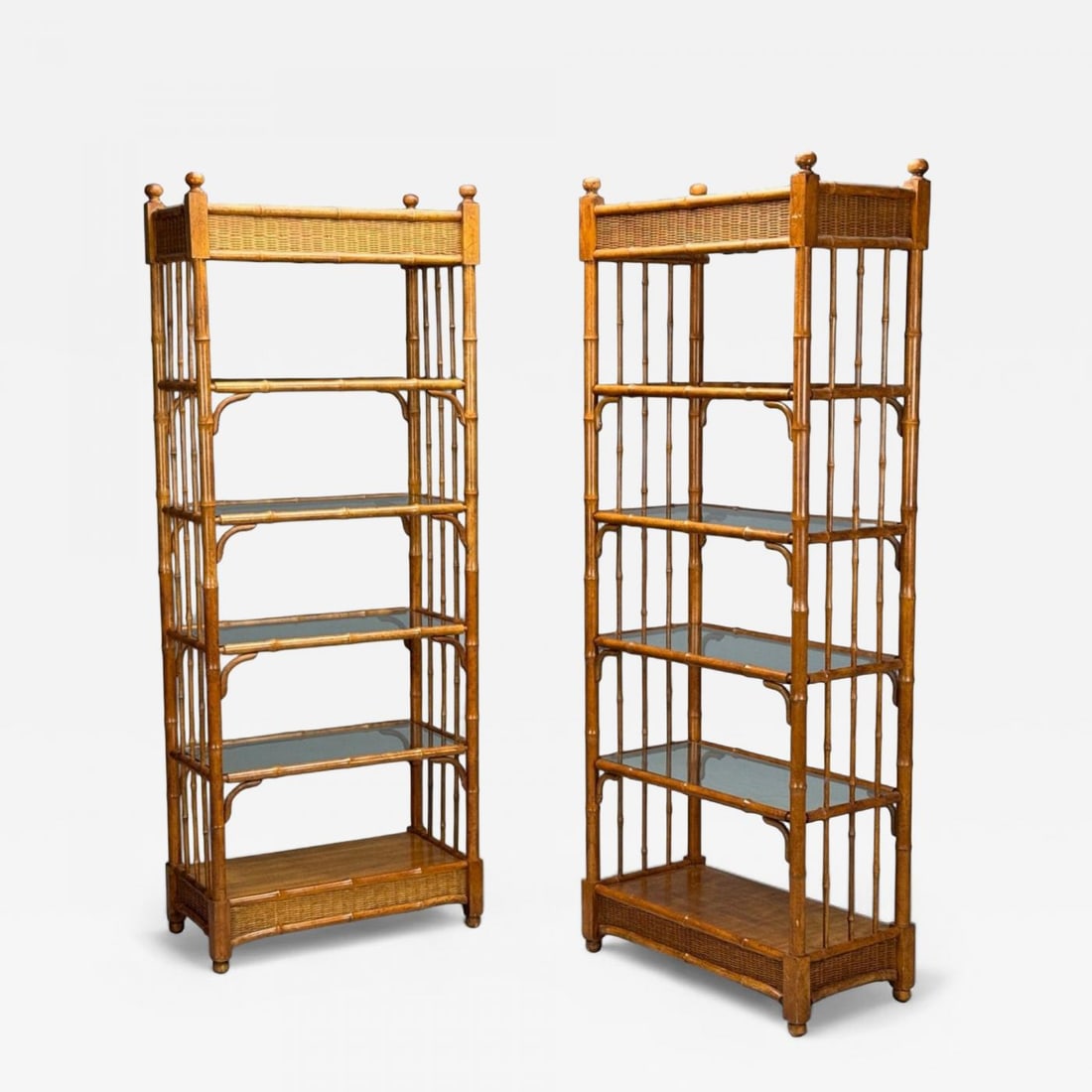 American Modern, Bamboo, Wood, Etageres, USA, 1980s (1 of 13)