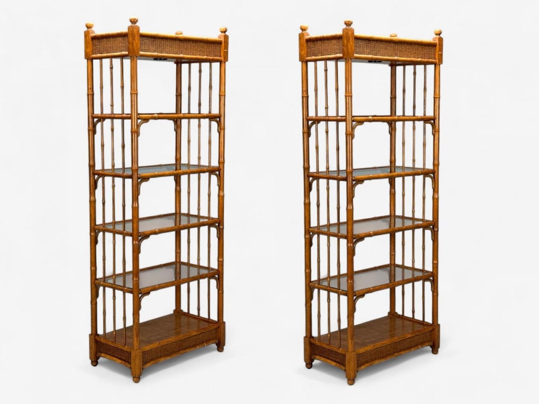 American Modern, Bamboo, Wood, Etageres, USA, 1980s - 4