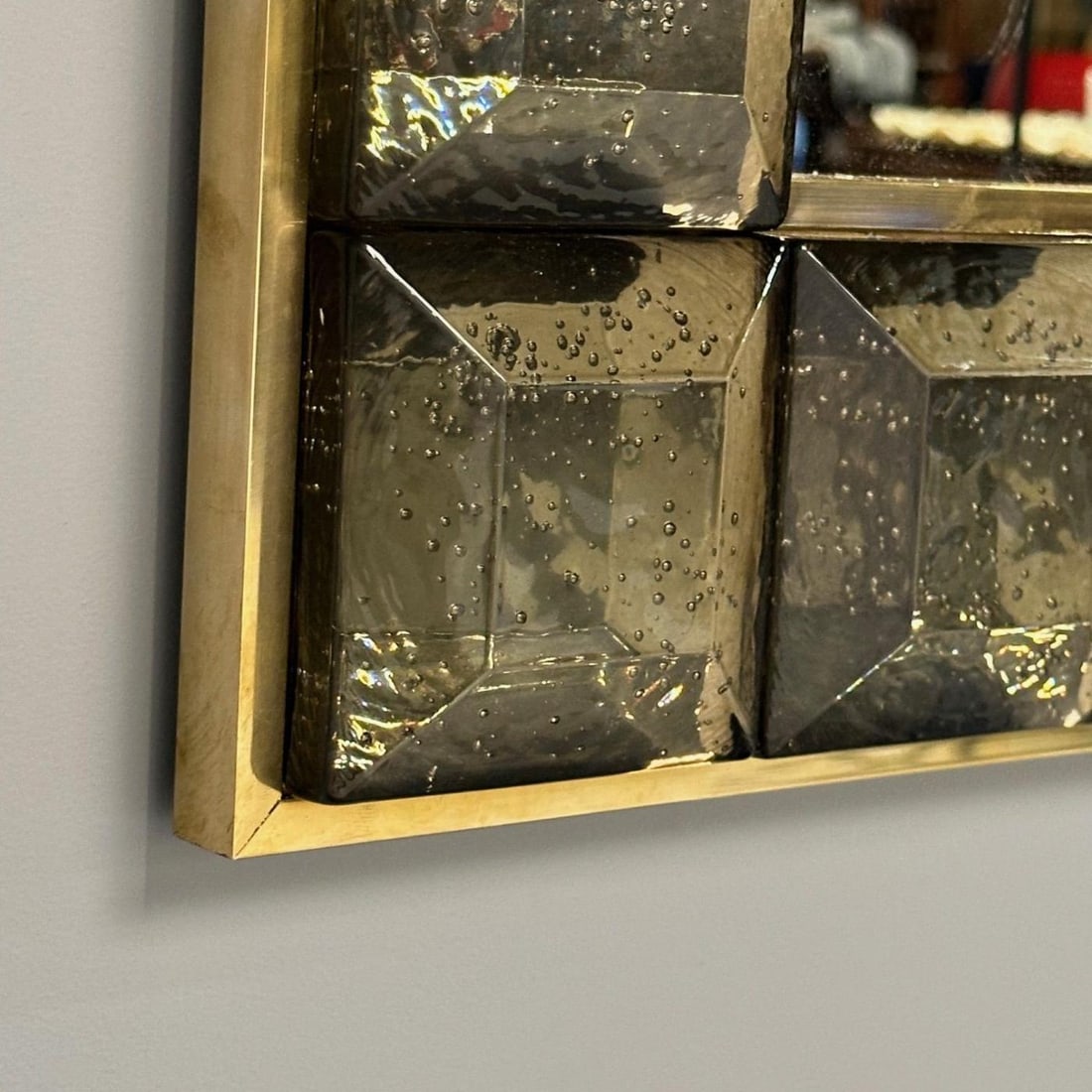 Contemporary, Wall Mirrors, Bronze Faceted Square Murano Glass, Italy, 2023 - 11