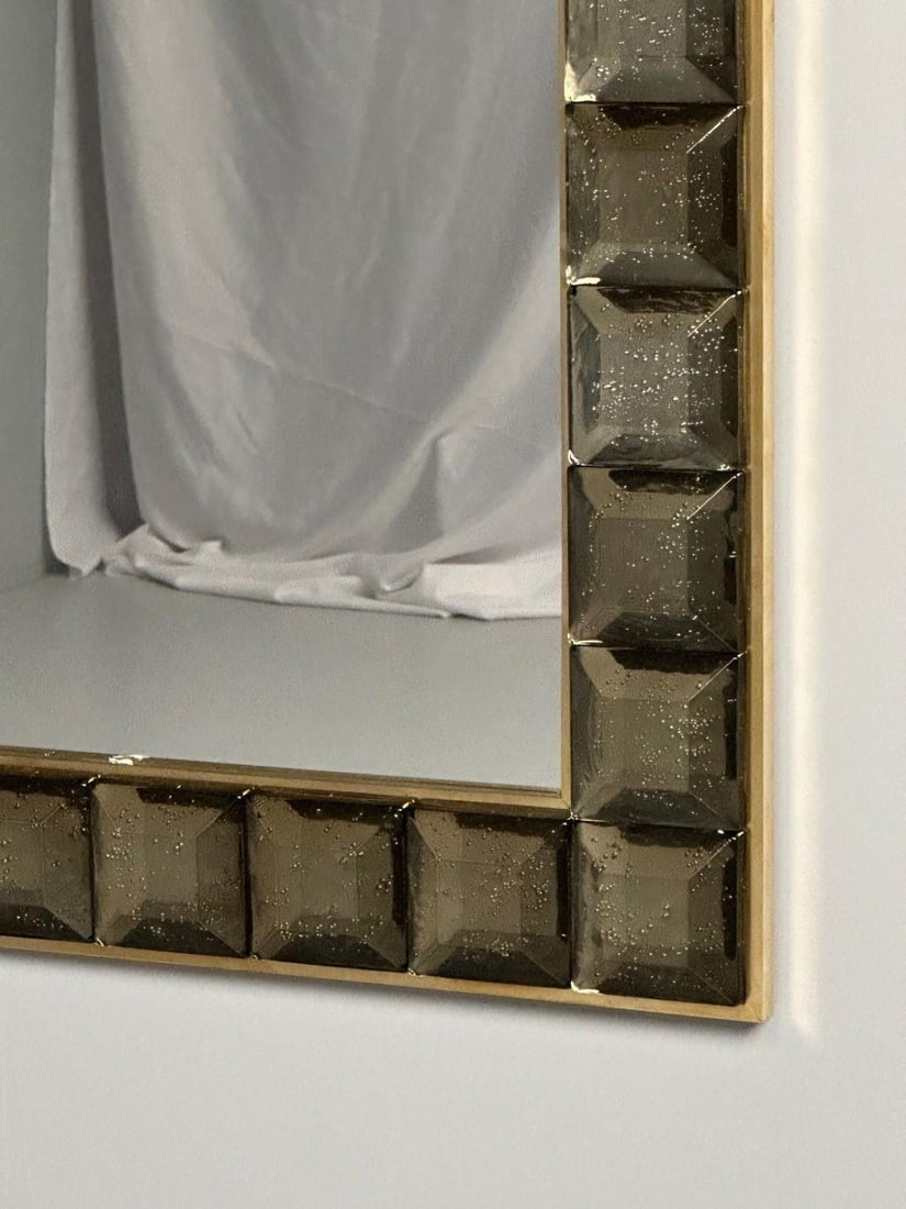 Contemporary, Wall Mirrors, Bronze Faceted Square Murano Glass, Italy, 2023 - 13