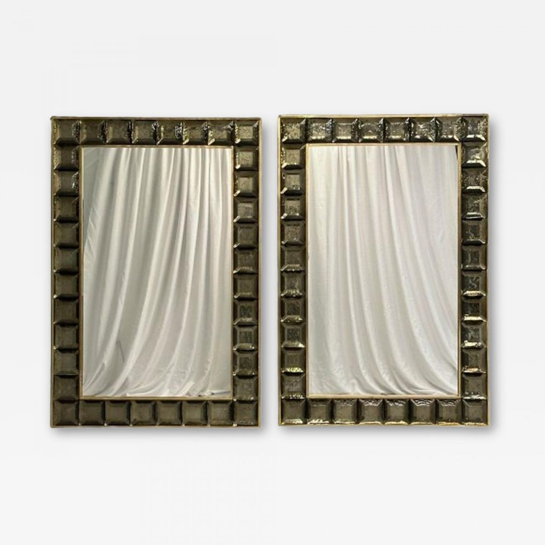 Contemporary, Wall Mirrors, Bronze Faceted Square Murano Glass, Italy, 2023 - 2