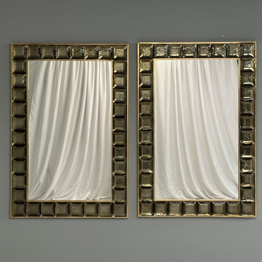 Contemporary, Wall Mirrors, Bronze Faceted Square Murano Glass, Italy, 2023 - 3