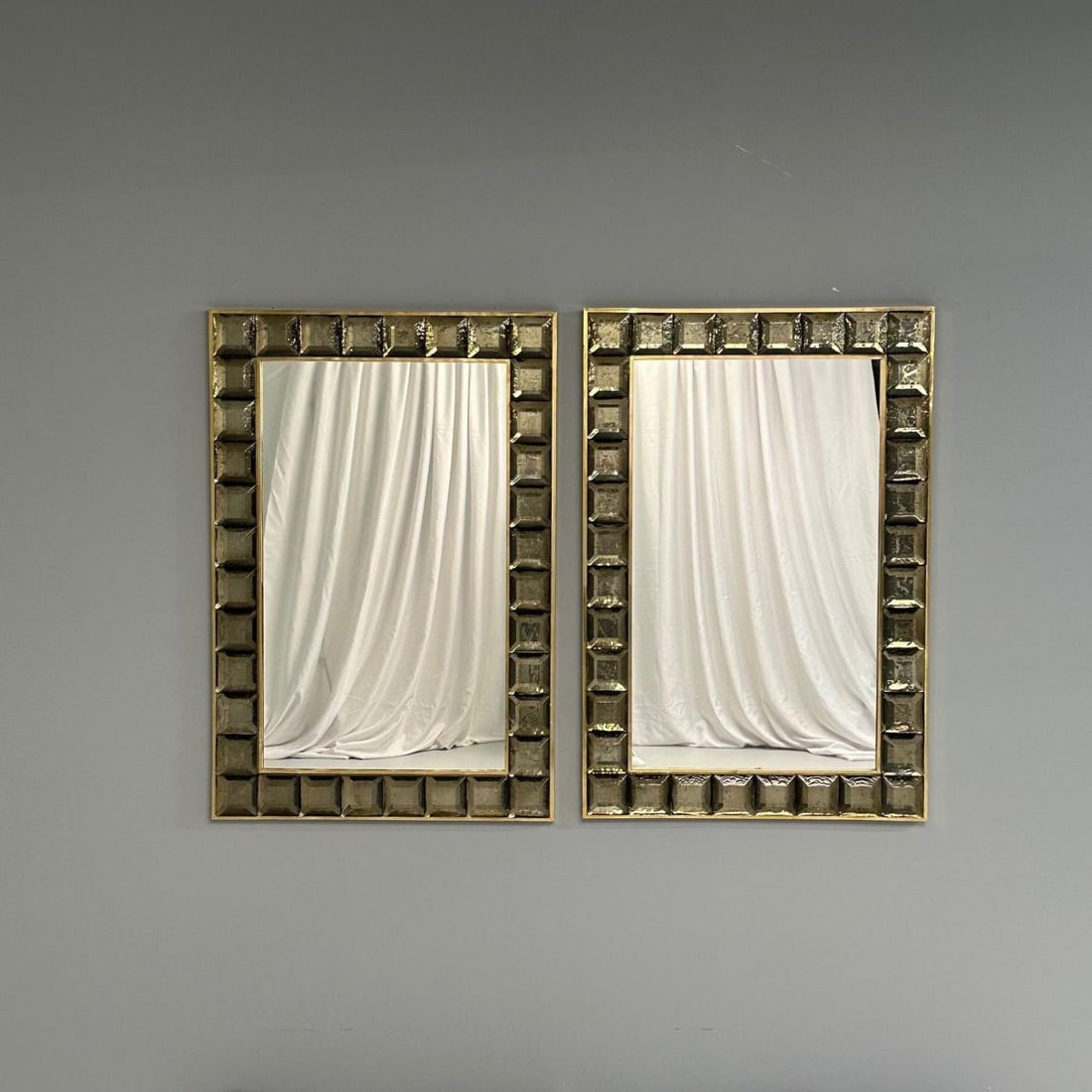 Contemporary, Wall Mirrors, Bronze Faceted Square Murano Glass, Italy, 2023 - 5