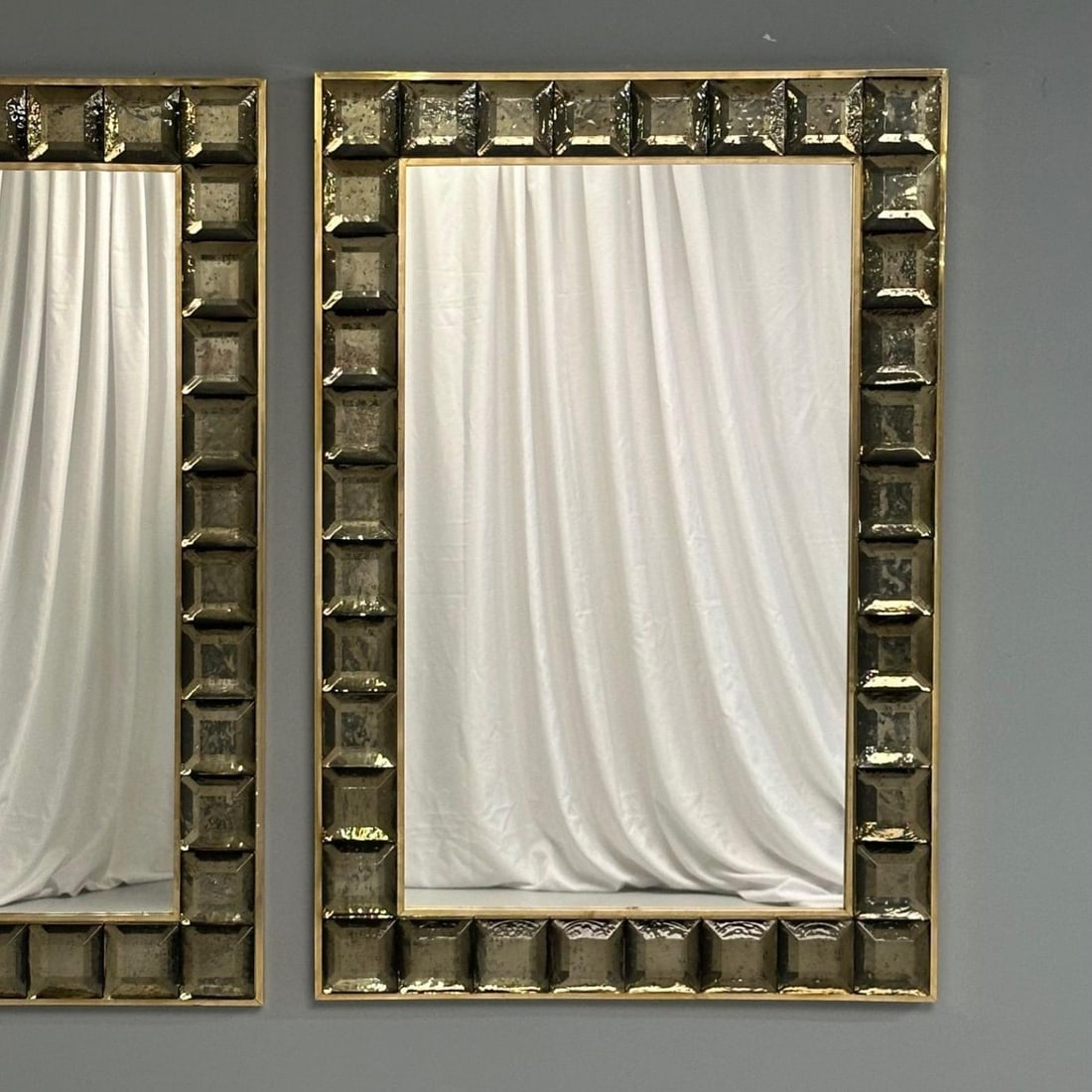Contemporary, Wall Mirrors, Bronze Faceted Square Murano Glass, Italy, 2023 - 8