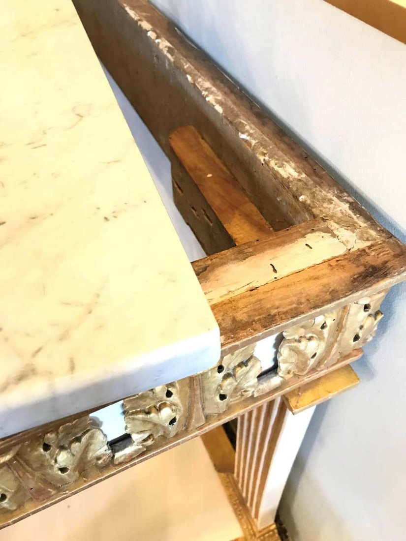 Italian Empire White Painted and Parcel-Gilt Console Table, circa 1825 - 11