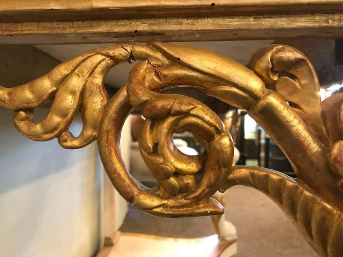 Italian Empire White Painted and Parcel-Gilt Console Table, circa 1825 - 4