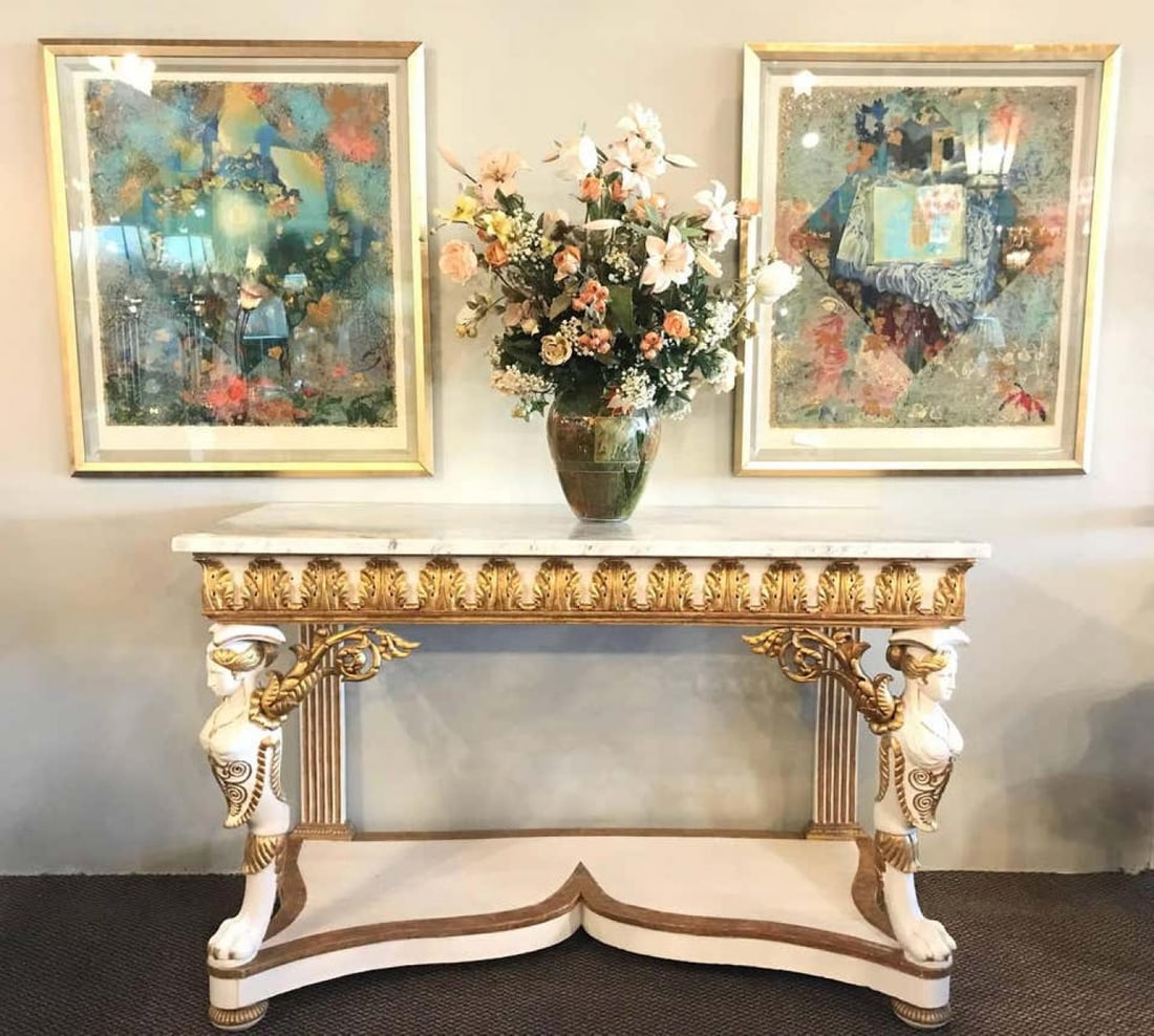 Italian Empire White Painted and Parcel-Gilt Console Table, circa 1825 - 7