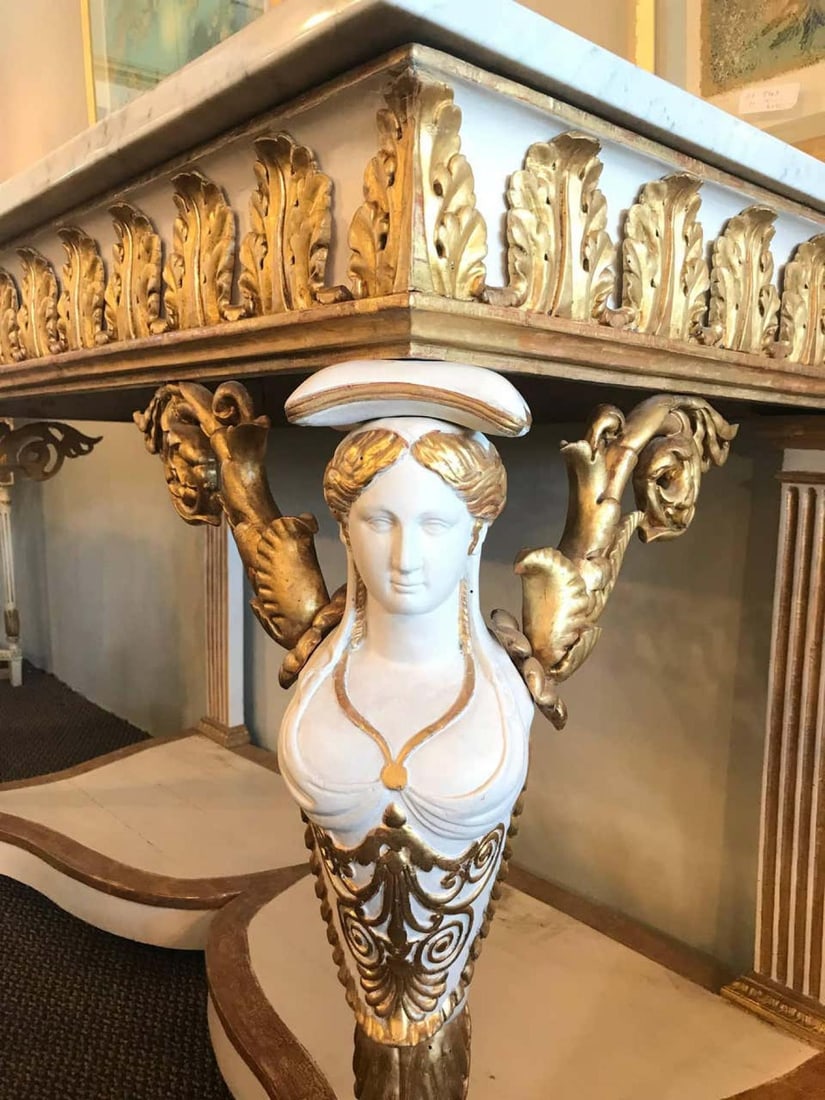 Italian Empire White Painted and Parcel-Gilt Console Table, circa 1825 - 8