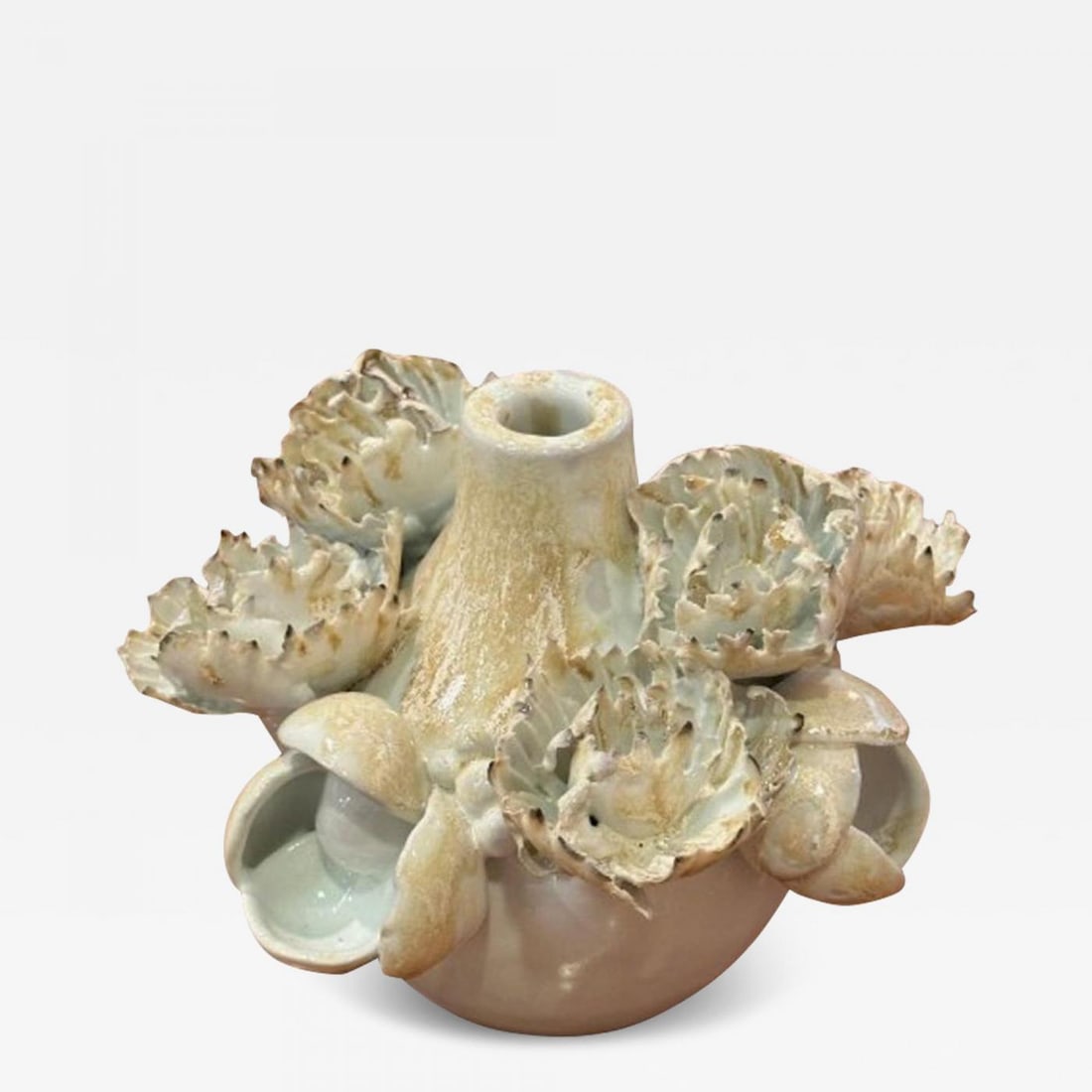 Chala Toprak, Contemporary, Modern Flower Vase or Candlestick, Porcelain, 2023: Chala Toprak, Contemporary, 'Blossom Vase N. 1', Small Vase or Candlestick, Porcelain, 2023 Unique and one of a kind hand built ceramic designed and produced by Istanbul born artist, Chala Toprak in N