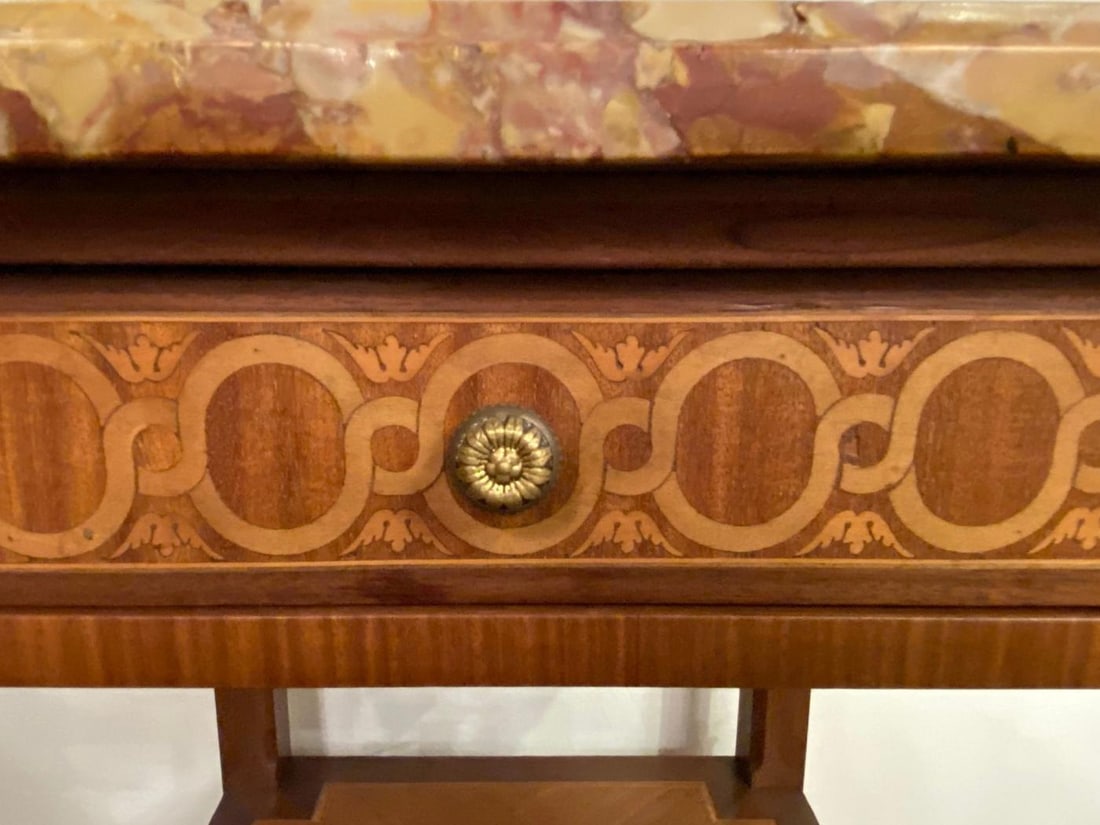 Louis XV-XVI Style Marble-Top Side Table End Table Pedestal, Transitional - 10