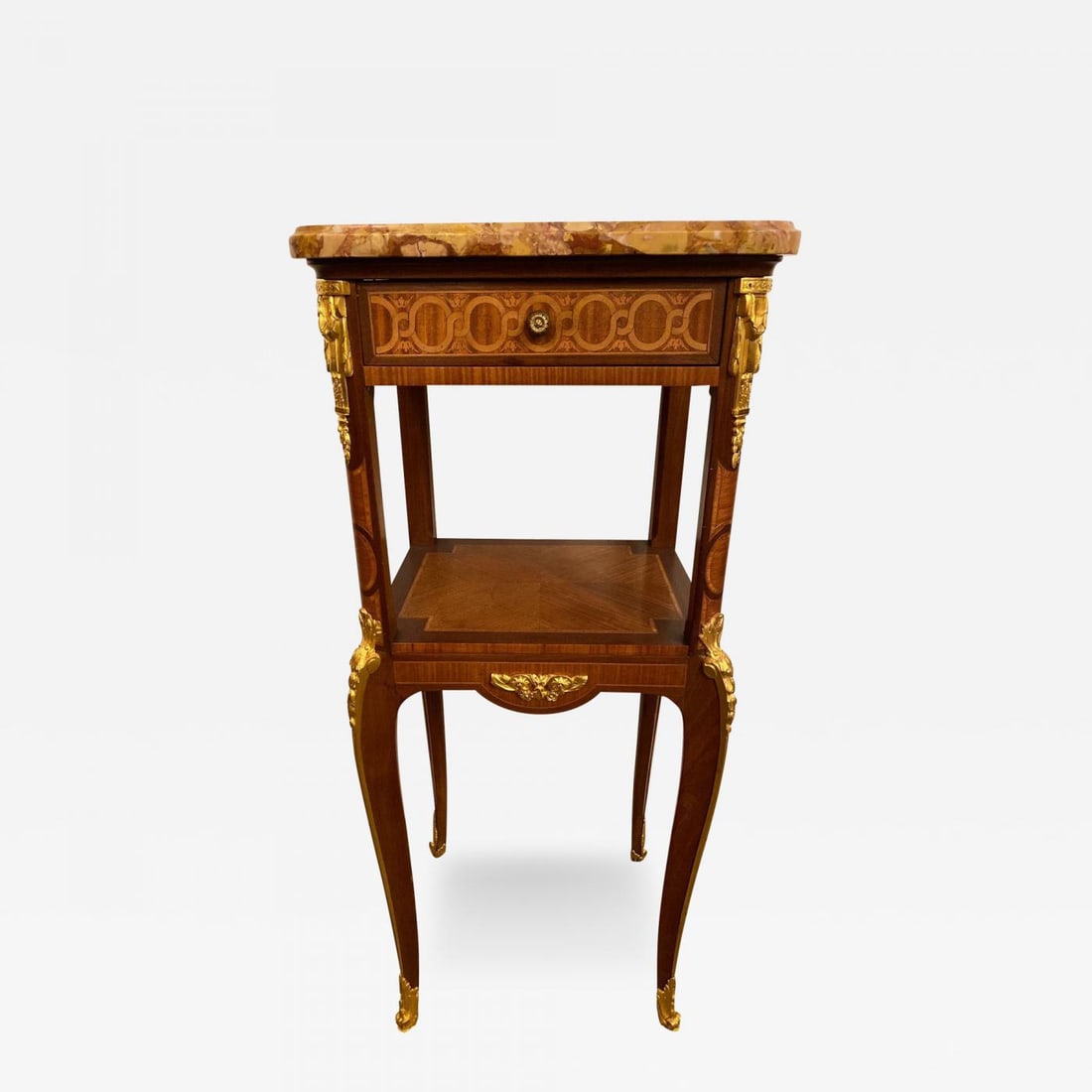 Louis XV-XVI Style Marble-Top Side Table End Table Pedestal, Transitional (1 of 13)