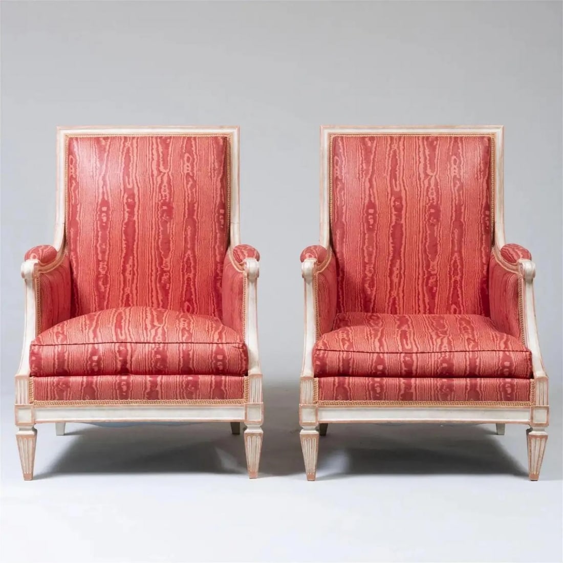 Pair of Louis XVI Style Painted Bergère Arm/Lounge Chairs, Traditional, France - 12