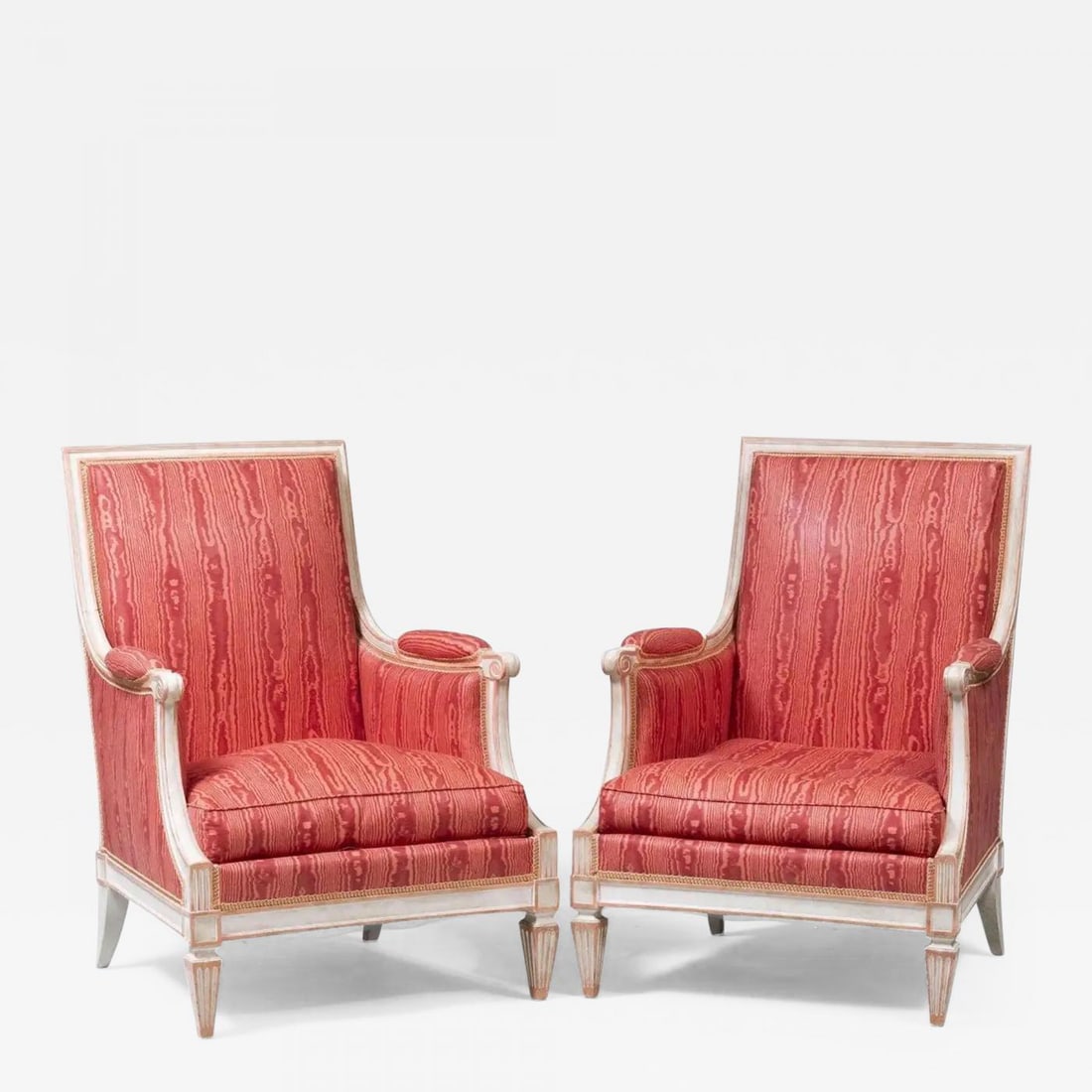 Pair of Louis XVI Style Painted Bergère Arm/Lounge Chairs, Traditional, France - 2