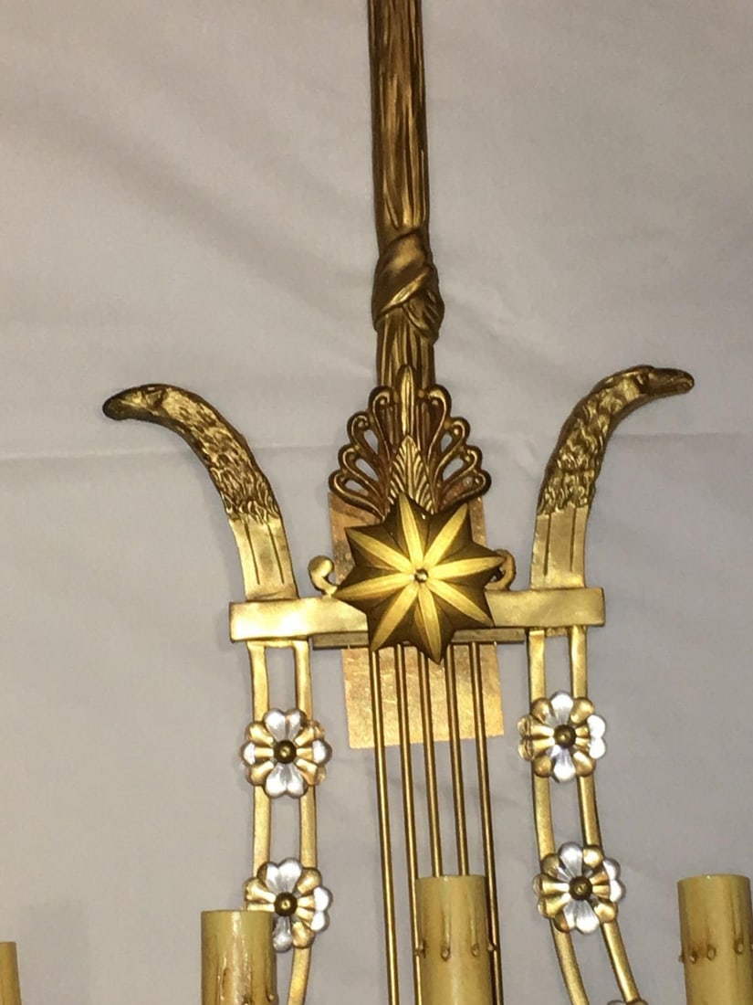 Louis XVI Style Harp / Lyre Back Bronze Wall Sconce. Set of Six - 6